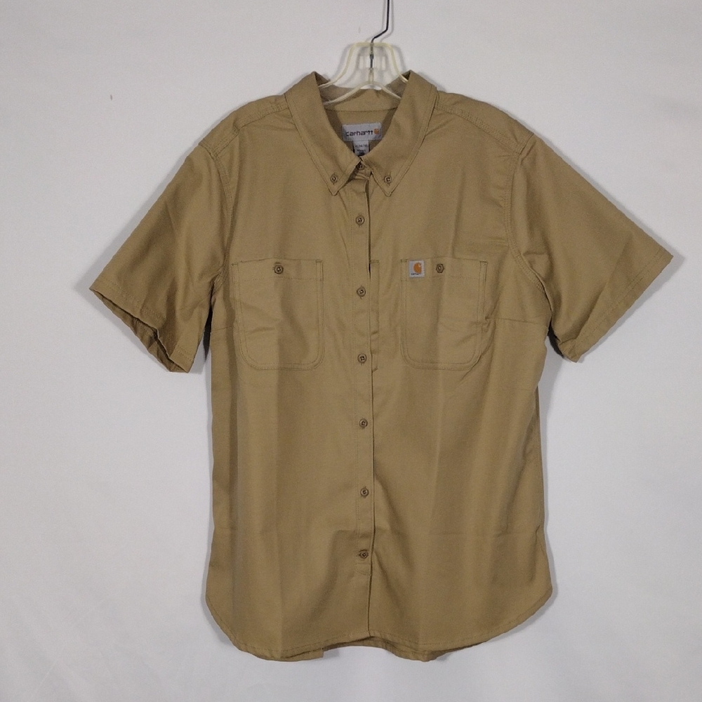 NWT Carhartt Dark Khaki 103105 Women's Rugged Pro Relaxed Canvas Shirt Size XL